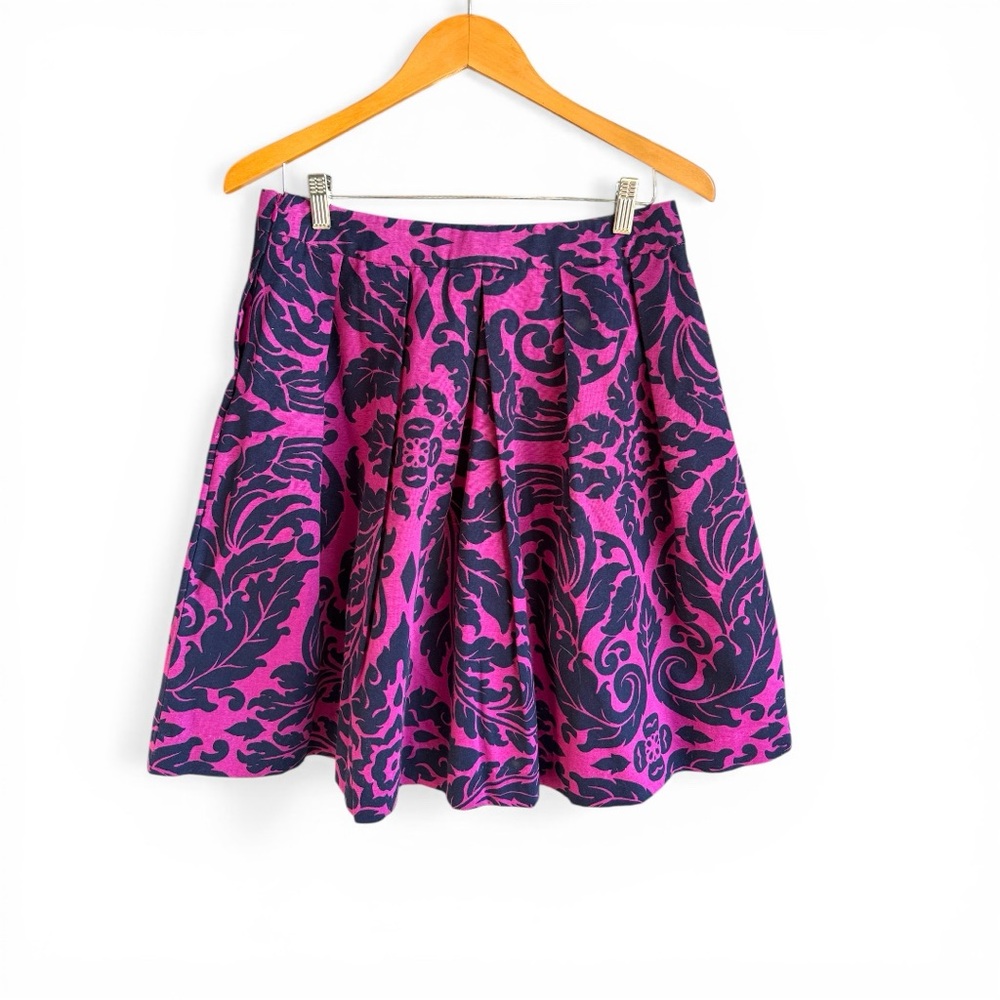 Boden Magenta and Navy Floral Skater Skirt